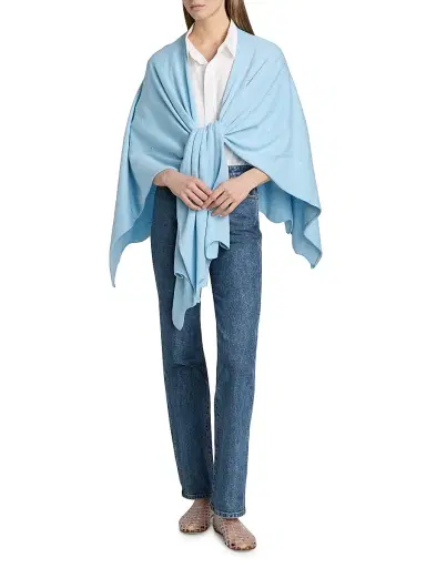 Carolyn Rowan Collection Women's Sequin Cashmere-Silk Ruana - Blue | Thumbnail 2 Carolyn Rowan Collection Women's Sequin Cashmere-Silk Ruana - Blue | Thumbnail 2