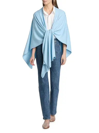 Carolyn Rowan Collection Women's Sequin Cashmere-Silk Ruana - Blue | Thumbnail 3 Carolyn Rowan Collection Women's Sequin Cashmere-Silk Ruana - Blue | Thumbnail 3
