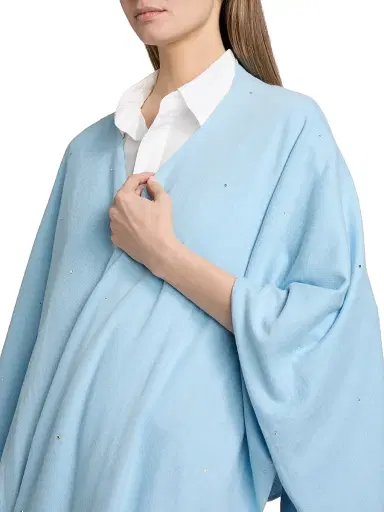 Carolyn Rowan Collection Women's Sequin Cashmere-Silk Ruana - Blue | Thumbnail 6 Carolyn Rowan Collection Women's Sequin Cashmere-Silk Ruana - Blue | Thumbnail 6