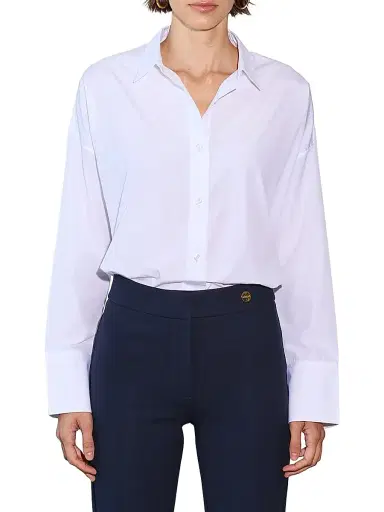Callas Milano Women's Sirene - Poplin Shirt Venice Print Scarf Back - Travertine White | Thumbnail 2 Callas Milano Women's Sirene - Poplin Shirt Venice Print Scarf Back - Travertine White | Thumbnail 2