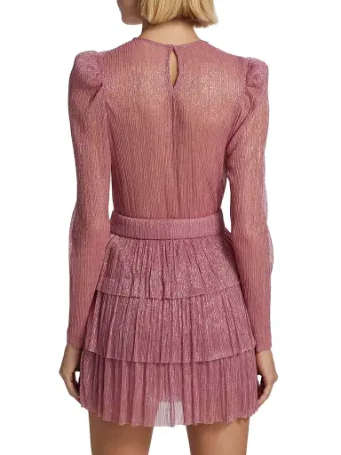 Sabina Musáyev Women's Monique Belted Metallic Knit Minidress - Antique Rose | Thumbnail 5 Sabina Musáyev Women's Monique Belted Metallic Knit Minidress - Antique Rose | Thumbnail 5