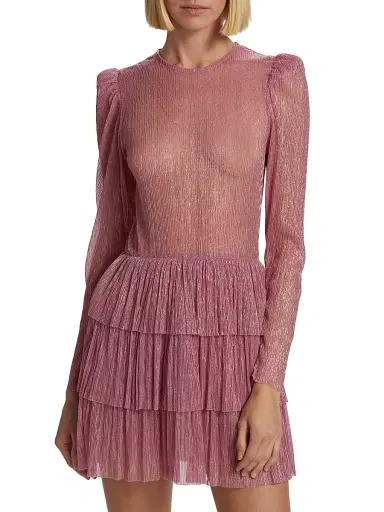 Sabina Musáyev Women's Monique Belted Metallic Knit Minidress - Antique Rose | Thumbnail 6 Sabina Musáyev Women's Monique Belted Metallic Knit Minidress - Antique Rose | Thumbnail 6