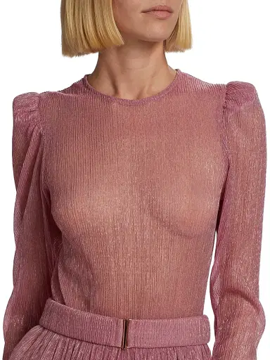 Sabina Musáyev Women's Monique Belted Metallic Knit Minidress - Antique Rose | Thumbnail 7 Sabina Musáyev Women's Monique Belted Metallic Knit Minidress - Antique Rose | Thumbnail 7
