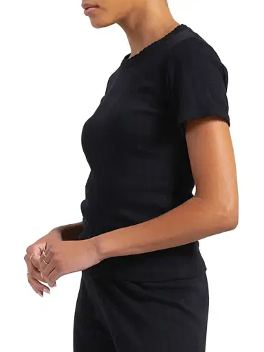 LESET Women's Pointelle Crewneck T-Shirt - Black - Size XL | Thumbnail 3 LESET Women's Pointelle Crewneck T-Shirt - Black - Size XL | Thumbnail 3
