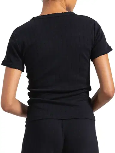 LESET Women's Pointelle Crewneck T-Shirt - Black - Size XL | Thumbnail 4 LESET Women's Pointelle Crewneck T-Shirt - Black - Size XL | Thumbnail 4