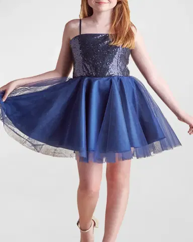 Un Deux Trois Girl's Sequin & Tulle Mini Dress | Thumbnail 2 Un Deux Trois Girl's Sequin & Tulle Mini Dress | Thumbnail 2