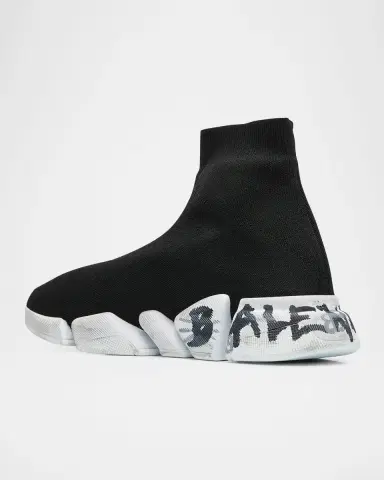 Balenciaga Men's Speed 2.0 Lt Graffiti Logo Knit Sneakers | Thumbnail 3 Balenciaga Men's Speed 2.0 Lt Graffiti Logo Knit Sneakers | Thumbnail 3