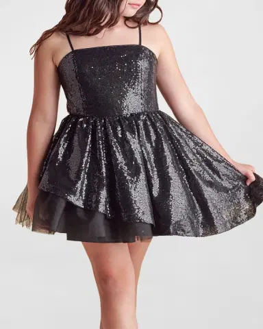 Un Deux Trois Girl's Sequined Peek-a-Boo Tulle Dress | Thumbnail 2 Un Deux Trois Girl's Sequined Peek-a-Boo Tulle Dress | Thumbnail 2