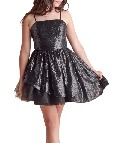 Un Deux Trois Girl's Sequined Peek-a-Boo Tulle Dress | Thumbnail 1 Un Deux Trois Girl's Sequined Peek-a-Boo Tulle Dress | Thumbnail 1