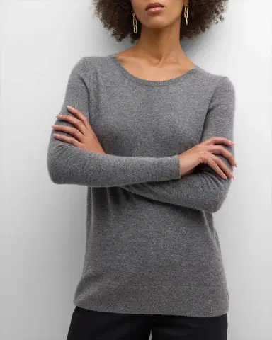 Neiman Marcus Cashmere Collection Cashmere Basic Crewneck Top | Thumbnail 7 Neiman Marcus Cashmere Collection Cashmere Basic Crewneck Top | Thumbnail 7