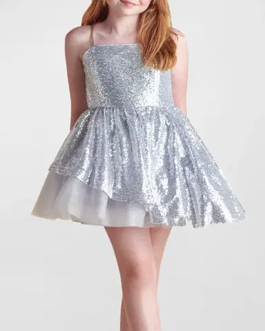 Un Deux Trois Girl's Sequined Peek-a-Boo Tulle Dress | Thumbnail 2 Un Deux Trois Girl's Sequined Peek-a-Boo Tulle Dress | Thumbnail 2