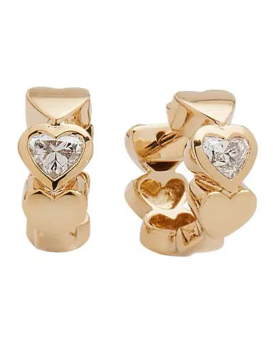 Sydney Evan 14k Gold Diamond Hearts Hoop Earrings | Thumbnail 1 Sydney Evan 14k Gold Diamond Hearts Hoop Earrings | Thumbnail 1