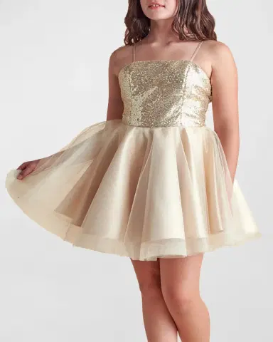 Un Deux Trois Girl's Sequin & Tulle Mini Dress, Size 7-16 | Thumbnail 2 Un Deux Trois Girl's Sequin & Tulle Mini Dress, Size 7-16 | Thumbnail 2