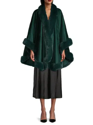 Sofia Cashmere Women's Faux Fur & Cashmere U-Cape | Thumbnail 2 Sofia Cashmere Women's Faux Fur & Cashmere U-Cape | Thumbnail 2