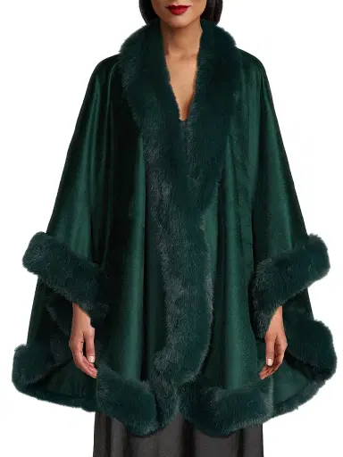 Sofia Cashmere Women's Faux Fur & Cashmere U-Cape | Thumbnail 3 Sofia Cashmere Women's Faux Fur & Cashmere U-Cape | Thumbnail 3