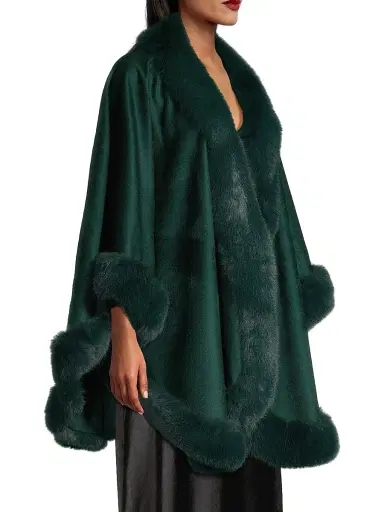 Sofia Cashmere Women's Faux Fur & Cashmere U-Cape | Thumbnail 4 Sofia Cashmere Women's Faux Fur & Cashmere U-Cape | Thumbnail 4
