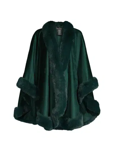 Sofia Cashmere Women's Faux Fur & Cashmere U-Cape | Thumbnail 1 Sofia Cashmere Women's Faux Fur & Cashmere U-Cape | Thumbnail 1