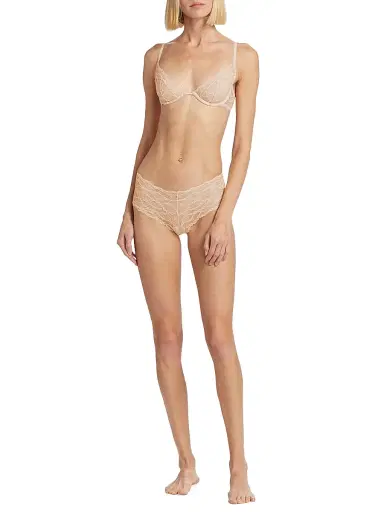 Kiki de Montparnasse Women's Mon Cheri Sheer Lace Demi Bra - Blush | Thumbnail 2 Kiki de Montparnasse Women's Mon Cheri Sheer Lace Demi Bra - Blush | Thumbnail 2