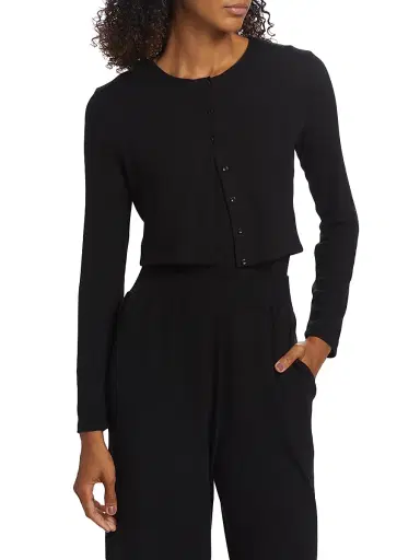 Leset Women's Lauren Crop II Knit Cardigan - Black | Thumbnail 3 Leset Women's Lauren Crop II Knit Cardigan - Black | Thumbnail 3