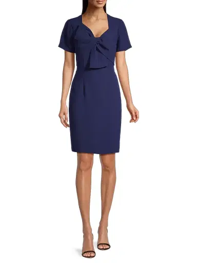 Shani Women's Twisted Bow Crepe Cocktail Dress - Blue | Thumbnail 2 Shani Women's Twisted Bow Crepe Cocktail Dress - Blue | Thumbnail 2