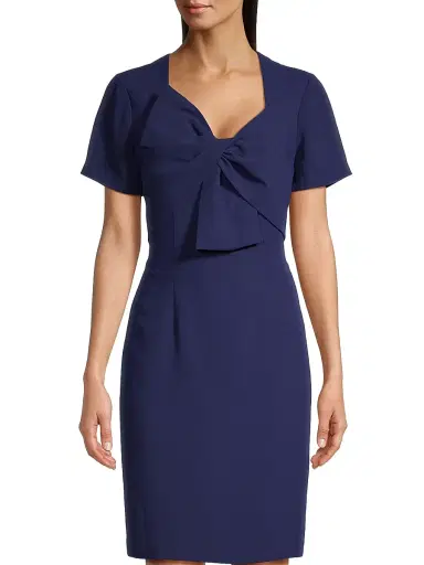 Shani Women's Twisted Bow Crepe Cocktail Dress - Blue | Thumbnail 3 Shani Women's Twisted Bow Crepe Cocktail Dress - Blue | Thumbnail 3