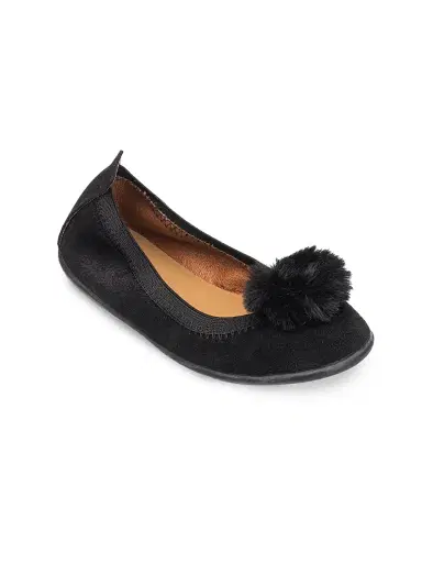 Elephantito Little Girl's & Girl's Suede Pom Pom Flats - Black 11 (Child) | Thumbnail 1 Elephantito Little Girl's & Girl's Suede Pom Pom Flats - Black 11 (Child) | Thumbnail 1