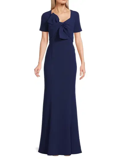 Shani Women's Crepe Bow Bodice Gown - Navy | Thumbnail 3 Shani Women's Crepe Bow Bodice Gown - Navy | Thumbnail 3
