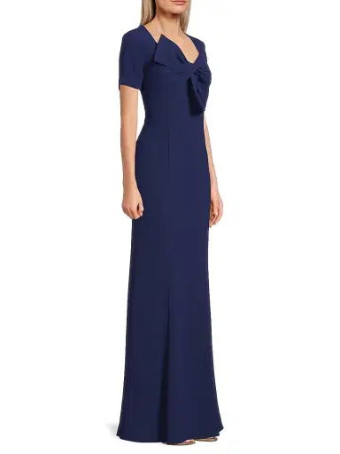 Shani Women's Crepe Bow Bodice Gown - Navy | Thumbnail 4 Shani Women's Crepe Bow Bodice Gown - Navy | Thumbnail 4
