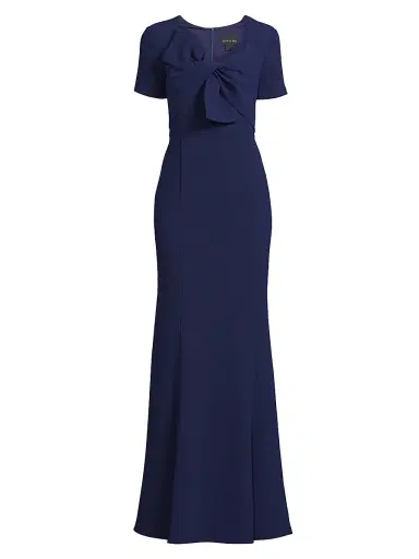 Shani Women's Crepe Bow Bodice Gown - Navy | Thumbnail 1 Shani Women's Crepe Bow Bodice Gown - Navy | Thumbnail 1