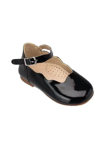 Elephantito Baby Girl's Ondina Scalloped Leather Ballet Flats - Black - Size 6.5 (Baby) | Thumbnail 1 Elephantito Baby Girl's Ondina Scalloped Leather Ballet Flats - Black - Size 6.5 (Baby) | Thumbnail 1