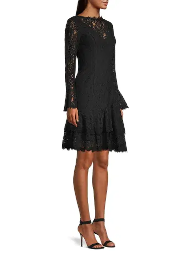 Shani Women's Tiered Flounce Lace Dress - Black | Thumbnail 4 Shani Women's Tiered Flounce Lace Dress - Black | Thumbnail 4