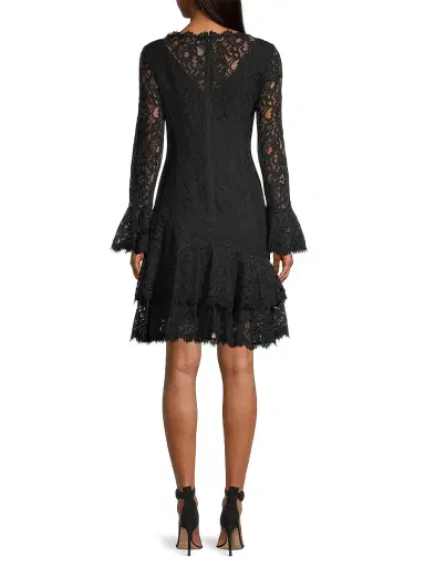 Shani Women's Tiered Flounce Lace Dress - Black | Thumbnail 5 Shani Women's Tiered Flounce Lace Dress - Black | Thumbnail 5