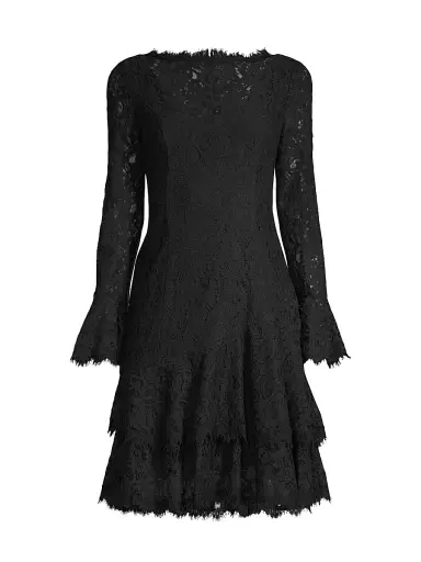 Shani Women's Tiered Flounce Lace Dress - Black | Thumbnail 1 Shani Women's Tiered Flounce Lace Dress - Black | Thumbnail 1