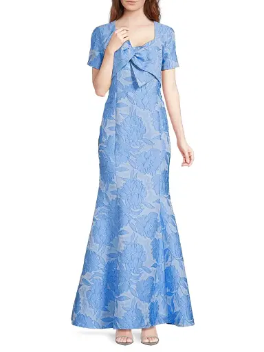 Shani Women's Jacquard Bow Gown - Light Blue | Thumbnail 2 Shani Women's Jacquard Bow Gown - Light Blue | Thumbnail 2