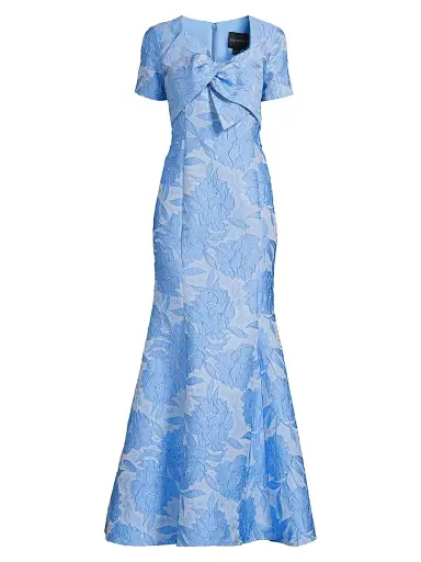 Shani Women's Jacquard Bow Gown - Light Blue | Thumbnail 1 Shani Women's Jacquard Bow Gown - Light Blue | Thumbnail 1