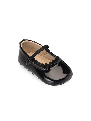 Elephantito Baby Girl's Scalloped Mary Jane Crib Shoes - Patent Black 4 (Baby) | Thumbnail 1 Elephantito Baby Girl's Scalloped Mary Jane Crib Shoes - Patent Black 4 (Baby) | Thumbnail 1
