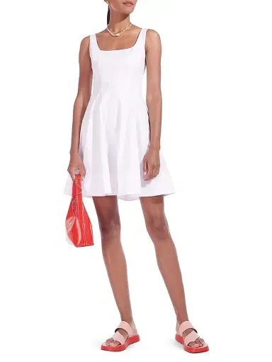 Staud Women's Wells Mini Dress - White | Thumbnail 2 Staud Women's Wells Mini Dress - White | Thumbnail 2