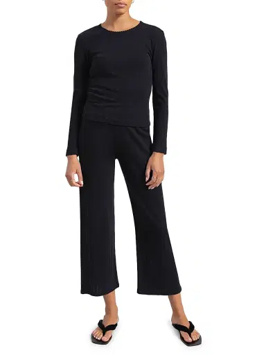 LESET Women's Pointelle Long-Sleeve Top - Black - Size XL | Thumbnail 2 LESET Women's Pointelle Long-Sleeve Top - Black - Size XL | Thumbnail 2