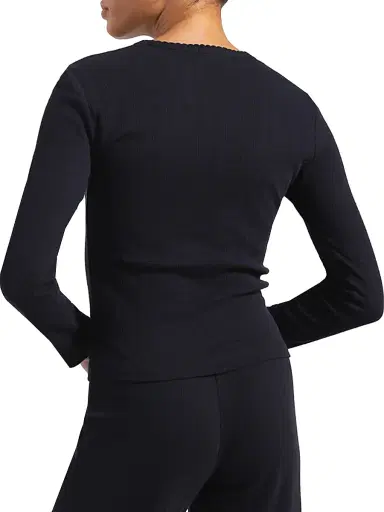 LESET Women's Pointelle Long-Sleeve Top - Black - Size XL | Thumbnail 4 LESET Women's Pointelle Long-Sleeve Top - Black - Size XL | Thumbnail 4
