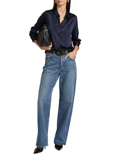 Cami NYC Women's Crosby Silk Blouse - Navy - Size Large | Thumbnail 2 Cami NYC Women's Crosby Silk Blouse - Navy - Size Large | Thumbnail 2