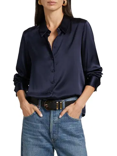 Cami NYC Women's Crosby Silk Blouse - Navy - Size Large | Thumbnail 3 Cami NYC Women's Crosby Silk Blouse - Navy - Size Large | Thumbnail 3