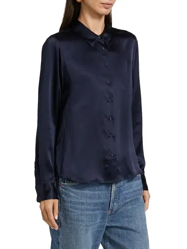 Cami NYC Women's Crosby Silk Blouse - Navy - Size Large | Thumbnail 4 Cami NYC Women's Crosby Silk Blouse - Navy - Size Large | Thumbnail 4