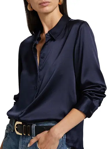Cami NYC Women's Crosby Silk Blouse - Navy - Size Large | Thumbnail 6 Cami NYC Women's Crosby Silk Blouse - Navy - Size Large | Thumbnail 6