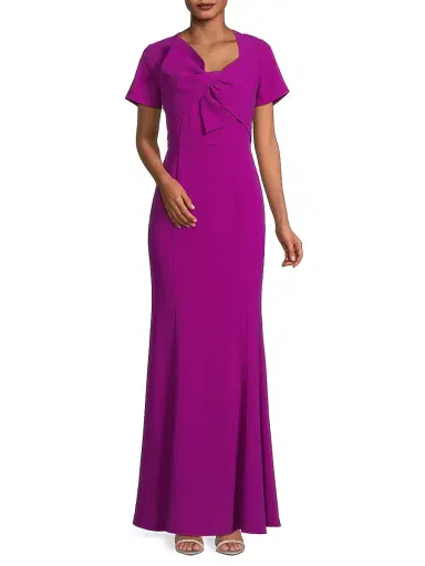 Shani Women's Crepe Bow Bodice Gown - Berry | Thumbnail 2 Shani Women's Crepe Bow Bodice Gown - Berry | Thumbnail 2