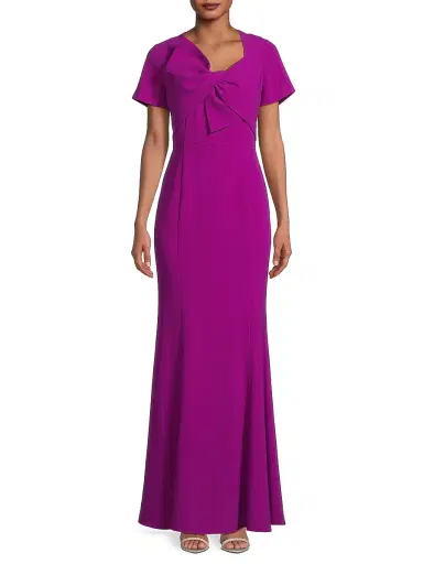 Shani Women's Crepe Bow Bodice Gown - Berry | Thumbnail 3 Shani Women's Crepe Bow Bodice Gown - Berry | Thumbnail 3