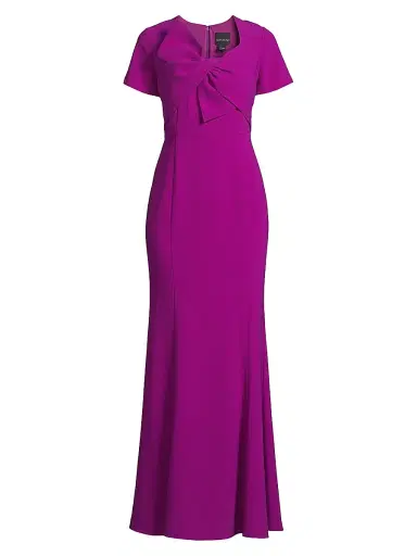 Shani Women's Crepe Bow Bodice Gown - Berry | Thumbnail 1 Shani Women's Crepe Bow Bodice Gown - Berry | Thumbnail 1