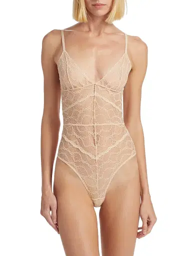 Kiki de Montparnasse Women's Mon Cheri Sheer Lace Bodysuit - Blush | Thumbnail 3 Kiki de Montparnasse Women's Mon Cheri Sheer Lace Bodysuit - Blush | Thumbnail 3