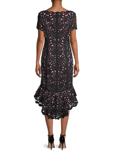 Shani Women's High-Low Crepe Dress - Black Pink | Thumbnail 5 Shani Women's High-Low Crepe Dress - Black Pink | Thumbnail 5