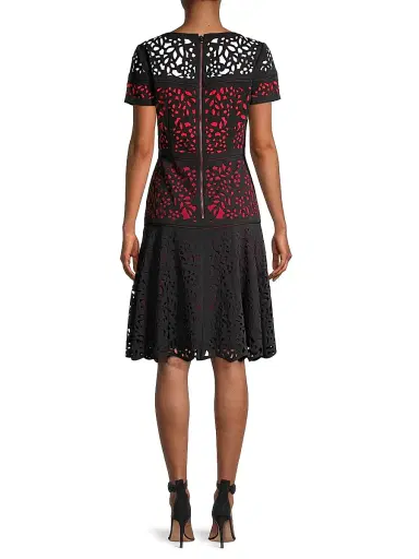 Shani Women's Laser Cut Ombre Dress - Black Red | Thumbnail 5 Shani Women's Laser Cut Ombre Dress - Black Red | Thumbnail 5