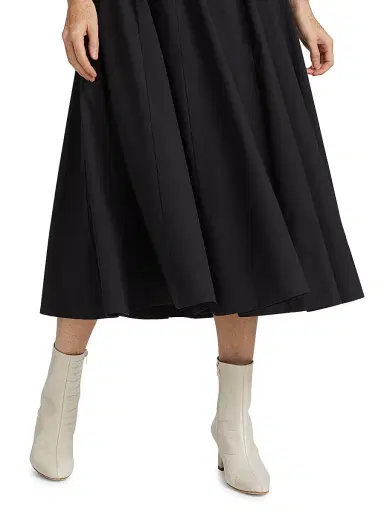Staud Women's Wells Cotton Poplin A-Line Midi-Dress - Black | Thumbnail 6 Staud Women's Wells Cotton Poplin A-Line Midi-Dress - Black | Thumbnail 6